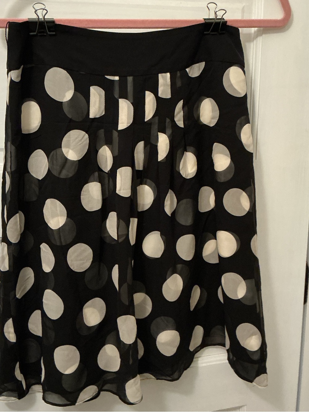Ann Taylor Black and White Polka Dot A-Line Skirt - Women's